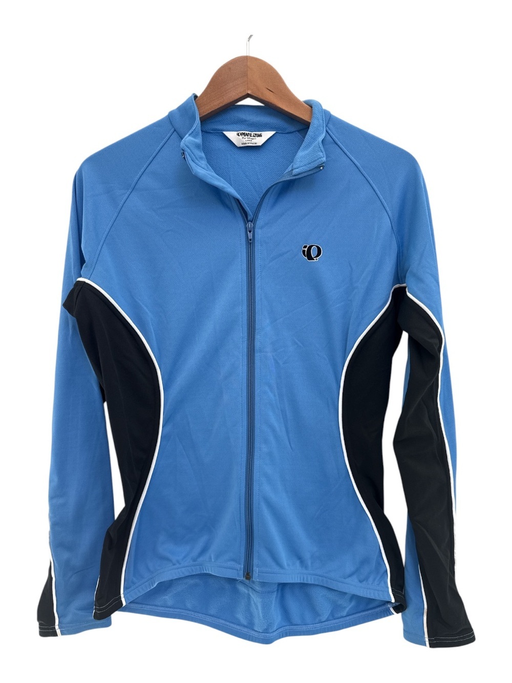Pearl Izumi Cycling Jersey Long Sleeve Blue/Black 2 Pockets Full Zip Size Large